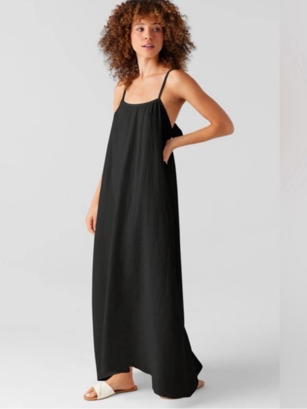 100% Cotton Gauze Sol Angeles NWT M/L Maxi Dress Minimalist Coastal Euro Summer - Picture 2 of 12